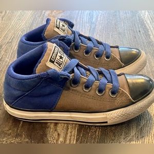 Size 12 boys Blue and Grey High Top converse shoes